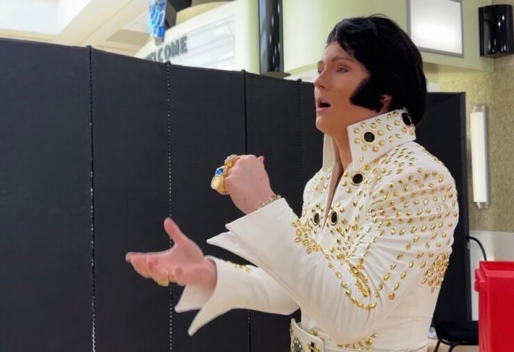 Tucker Gladden, 17, rehearses his rendition of “My Boy” by Elvis Presley