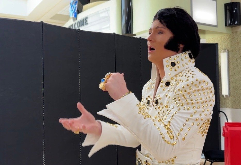 Tucker Gladden, 17, rehearses his rendition of “My Boy” by Elvis Presley